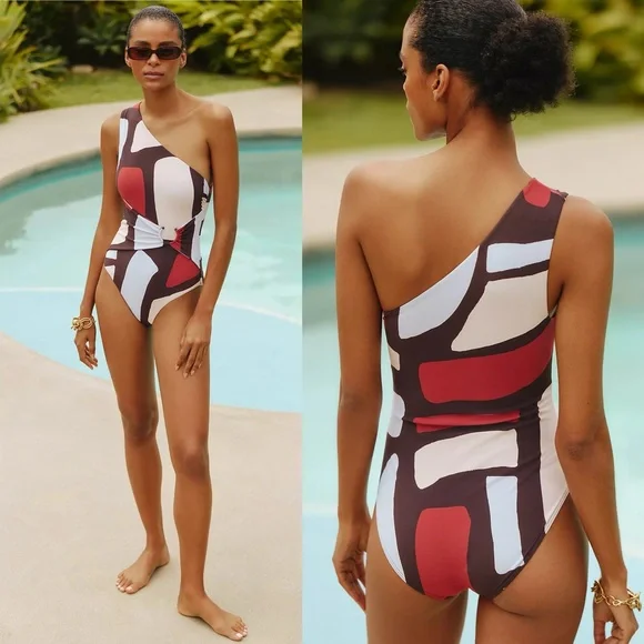 NWT Anthropologie JETS Zarla One Shoulder One Piece Swimsuit - Picture 1 of 10